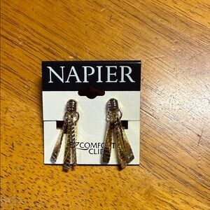 Napier Gold and Silver Dangle Earrings with comfort clip